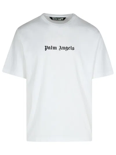 Palm Angels White Short-sleeved T-shirt With Monogram Pa Embroidery