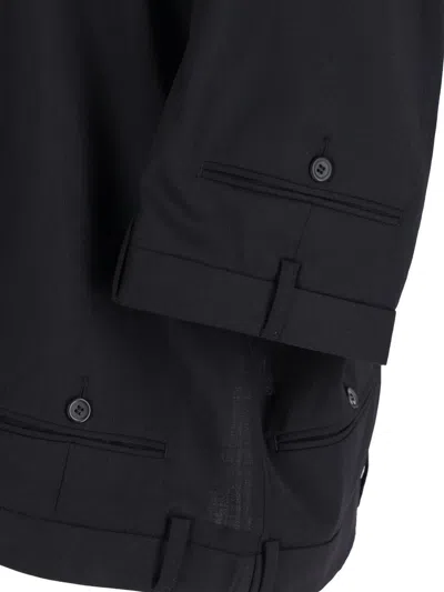 Hodakova Upside Down Pattern Stretch Wool Blend Jacket In Black