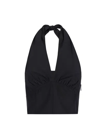The Andamane Halterneck Sleeves Ruched Detailing