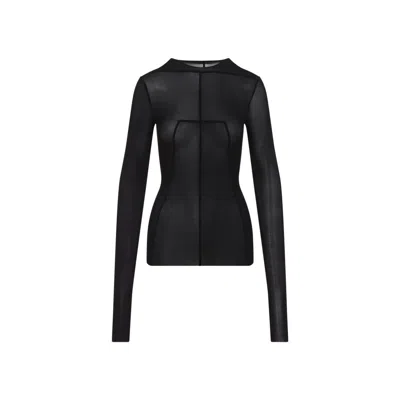 Rick Owens Fitted High Neck Top In Luxurious Cupro-elastane Blend