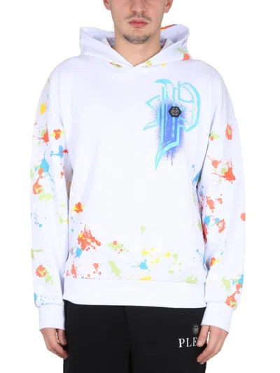 Philipp Plein Graphic Print Hoodie Multicolor Splatter