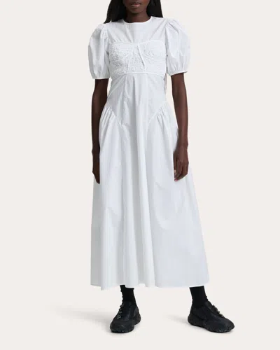 Cecilie Bahnsen Waist Fitted Gathered Skirt Puff Sleeves Textured Bodice