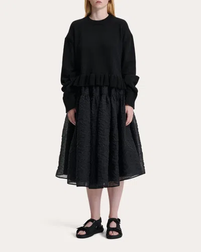 Cecilie Bahnsen Women's Rosie Nimbus Matelassé Gathered Midi Skirt