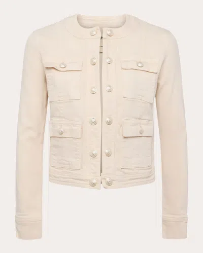 L Agence Women's Yari Collarless Denim Jacket