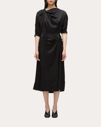 3.1 Phillip Lim Women's Satin Knot Asymmetric Drape Midi Dress