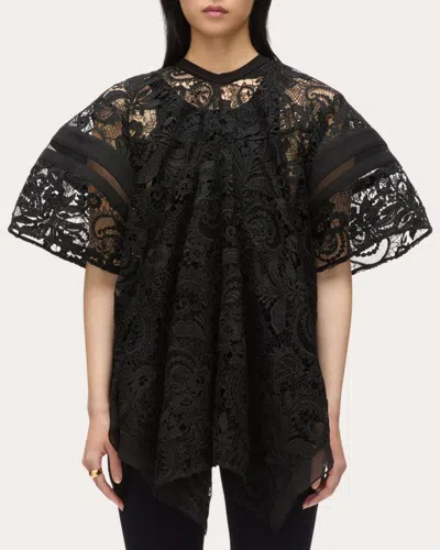 3.1 Phillip Lim Women's Sheer Lace Mesh-panel Flounce Top