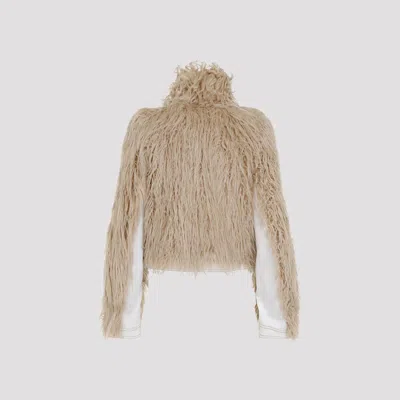 Dries Van Noten Cropped Faux Fur Stand-up Collar Jacket