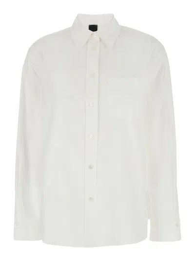 Pinko White Shirt With Classic Collar And Chest Pocket In Cotton Woman