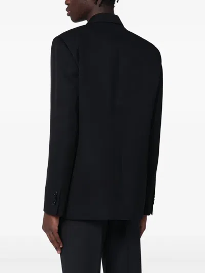 Lardini Structured Double Breasted Jacket With Notched Lapels In Black