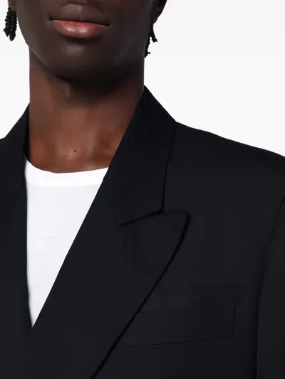 Lardini Structured Double Breasted Jacket With Notched Lapels In Black