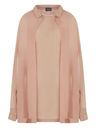 Giorgio Armani Silk Crepe Oversized Shirt In Pink
