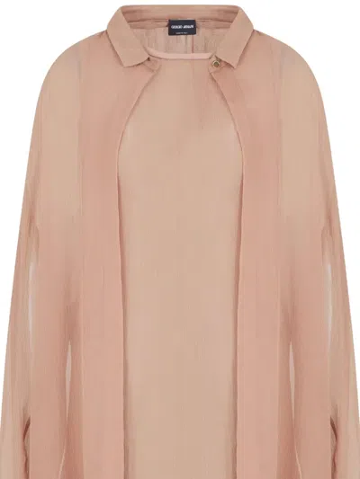 Giorgio Armani Silk Crepe Oversized Shirt In Pink