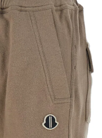 Moncler X Rick Owens Beige Joggers With Elastic Drawstring Waist And Logo Patch On The Front In Cotton Woman