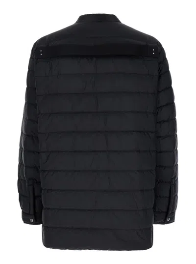 Moncler X Rick Owens Black Down Jacket With Logo Patch On The Sleeve And Snap Buttons In Tech Fabric Man