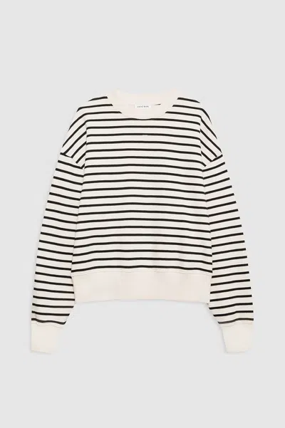 Anine Bing Striped Crew Neck Sweatshirt In White