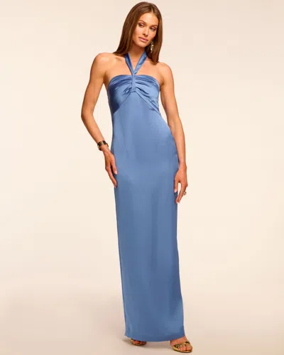 Ramy Brook Amrita Pleated Halter Column Gown