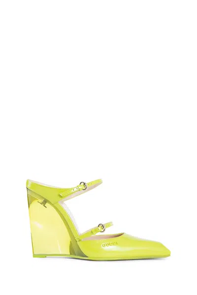 Gucci Leather Wedge Mules