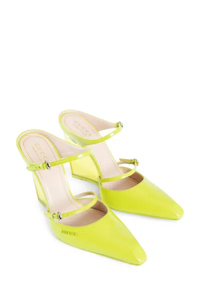 Gucci Leather Wedge Mules