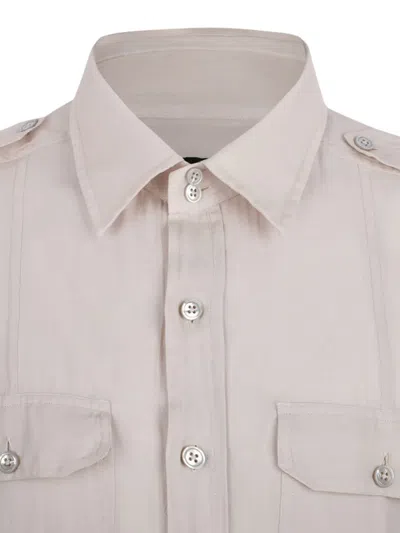 Tom Ford Classic Button-down Shirt With Structured Collar In Neutral