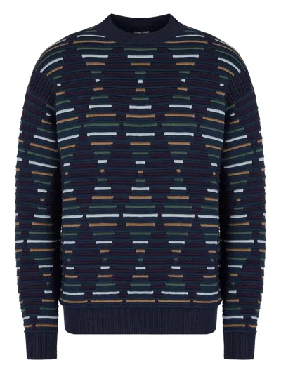 Giorgio Armani Geometric-jacquard Sweater In Multicolour