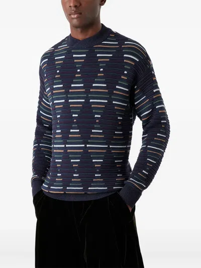Giorgio Armani Geometric-jacquard Sweater In Multicolour
