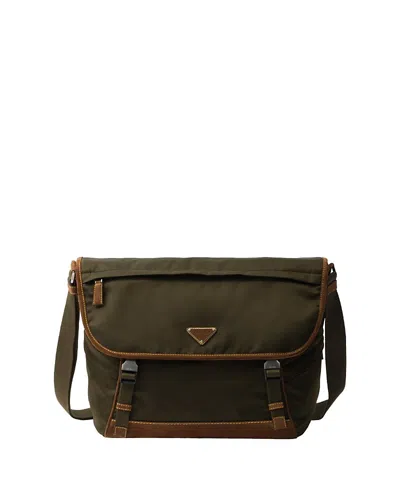 Prada Grosse Schultertasche Aus Re-nylon Und Wildleder In Green
