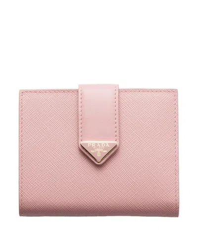 Prada Small Saffiano And Smooth Leather Wallet