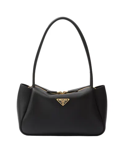 Prada Medium Zip Grain Leather Shoulder Bag