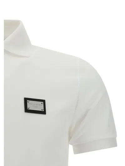 Dolce & Gabbana Cotton Piqué Polo-shirt With Branded Tag In White