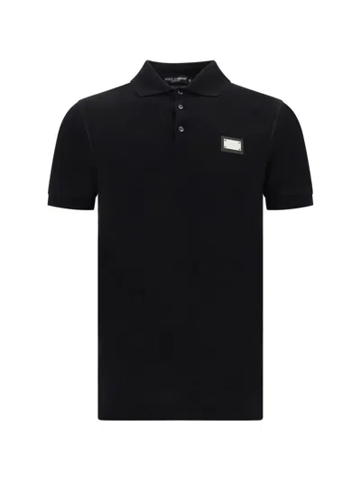 Dolce & Gabbana Dark Gray Logo Plaque Cotton Men Polo Shirt T-shirt