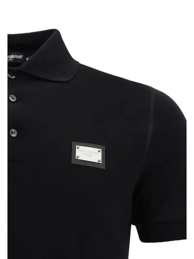 Dolce & Gabbana Dark Gray Logo Plaque Cotton Men Polo Shirt T-shirt