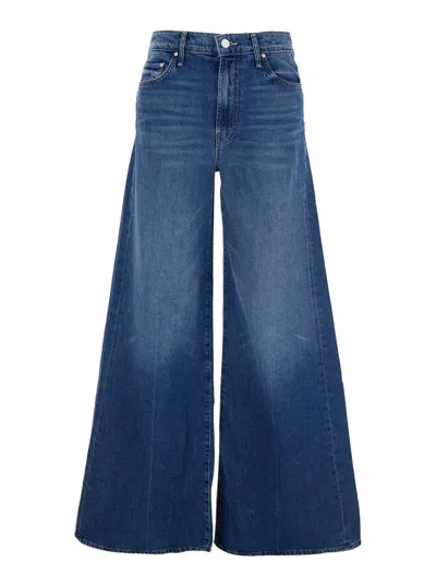 Mother 'the Undercover Sneak' Blue Jeans With Palazzo Style And Logo Patch On The Rear