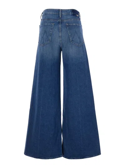 Mother 'the Undercover Sneak' Blue Jeans With Palazzo Style And Logo Patch On The Rear