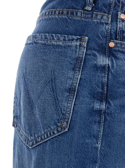 Mother 'the Undercover Sneak' Blue Jeans With Palazzo Style And Logo Patch On The Rear