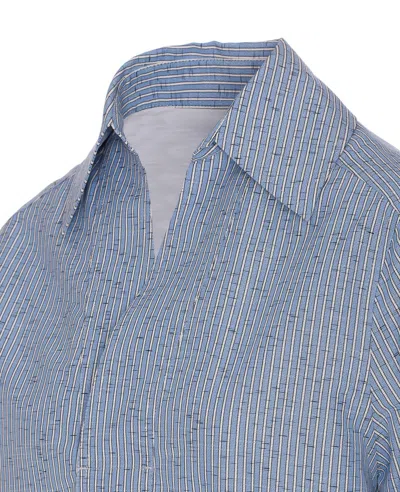 Bottega Veneta Cotton And Linen Blouse In Blue