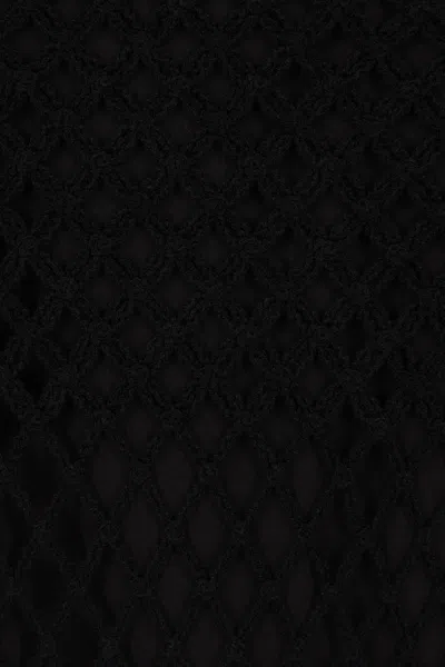 Pinko Black Long Skirt With Perforated Design And Floral Motif In Black
