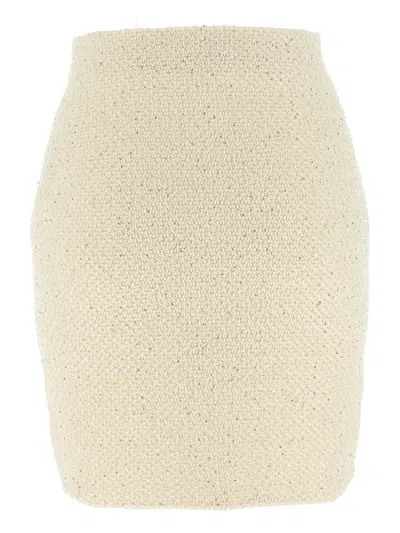Self-portrait Sequin Knit Skirt In Neutral