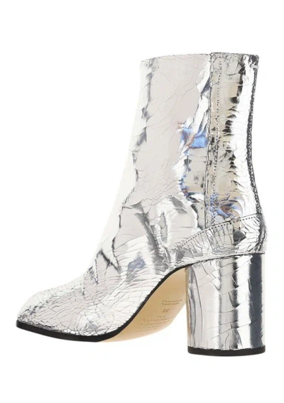 Maison Margiela Tabi Split-toe Crinkled Metallic Patent-leather Ankle Boots