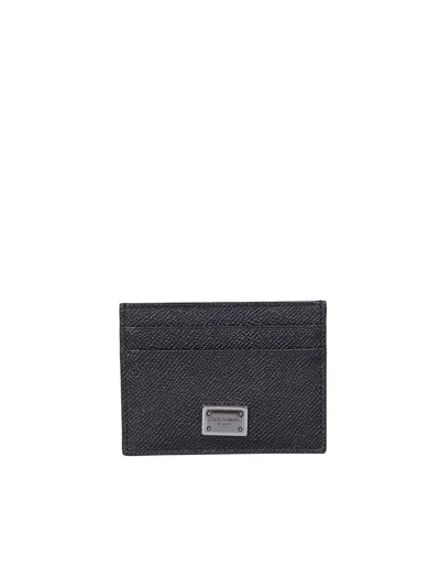 Dolce & Gabbana Black Textured Calf Leather Bi-fold Wallet