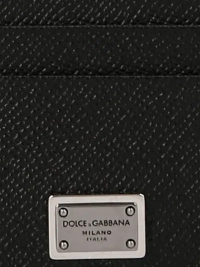 Dolce & Gabbana Black Textured Calf Leather Bi-fold Wallet