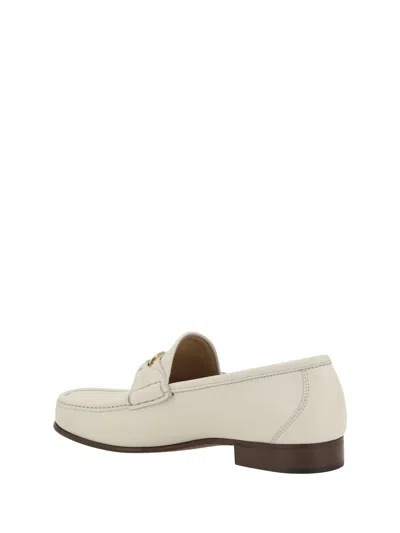 Valentino Garavani Ivory Leather V Logo Signature Loafers In White