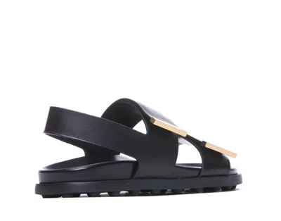 Tod's Black Rubber Sandals With Metallic Accents