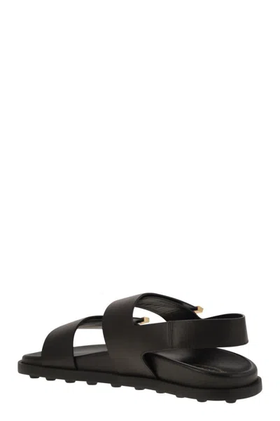 Tod's Black Rubber Sandals With Metallic Accents