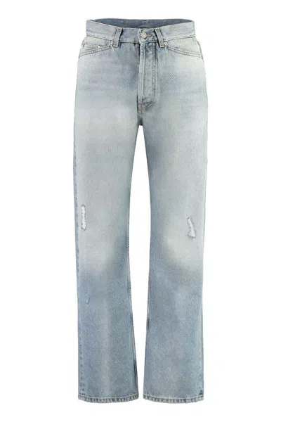 Palm Angels Loose-fit Jeans In Blue Denim With Pa Monogram