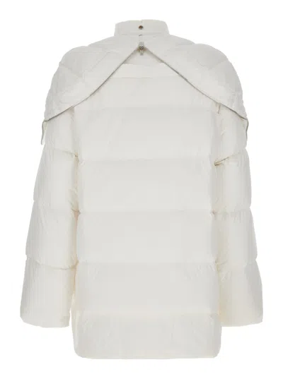 Moncler Genius Cyclopic White Down Jacket With Removable Hood And Logo Patch In Tech Fabric Man In White
