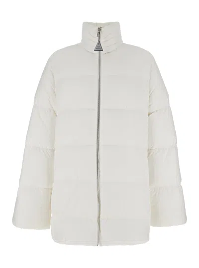 Moncler Genius Cyclopic White Down Jacket With Removable Hood And Logo Patch In Tech Fabric Man In White
