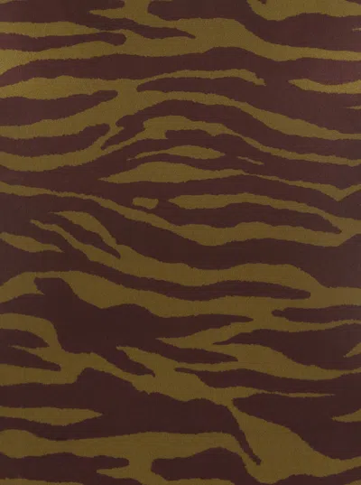 Attico Green Swimsuit With Halterneck With Tie And All-over Print In Tech Fabric Stretch Woman