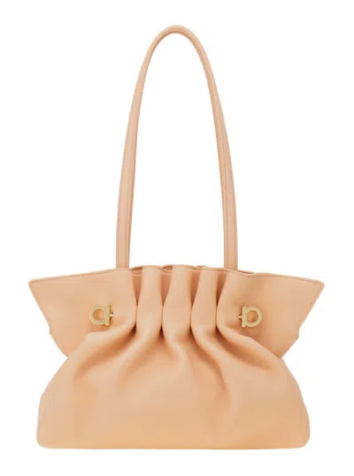 Ferragamo Pink Crossbody Bag With Chain-link Handle And Gancini Plaque On The Front