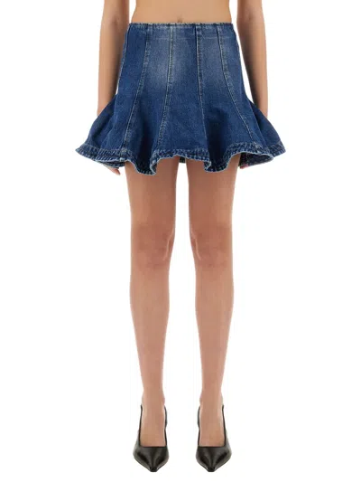 Msgm Denim Mini Skirt In Blue
