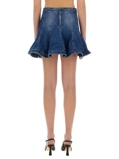 Msgm Denim Mini Skirt In Blue